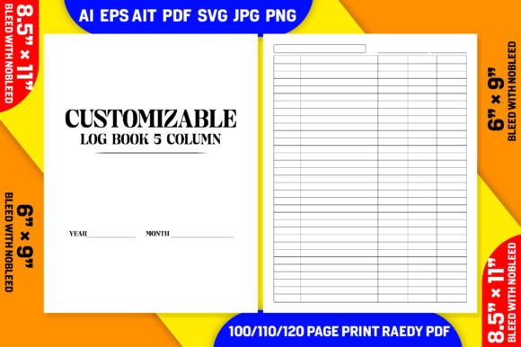 Download Customizable Log Book with 5 Columns - Customizable log book Collection